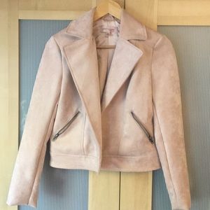 NEVER WORN* blush suede moto jacket